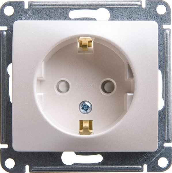 Розетка В Рамку Одинарная c Заземлением+Шторки Перламутр IP20   GLOSSA Schneider Electric