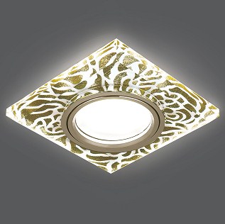 Светильник Точечный ДекорСтекло MR16+LED2700К 1х50Вт GU5.3 Золото 90х90х25мм IP20 BL063 Gauss