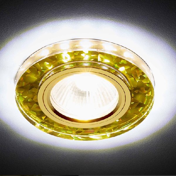 Светильник Точечный ДекорСтекло MR16+LED 1х50Вт GU5.3  Белый-Золото D90x20мм IP20 S225 WH Ambrella