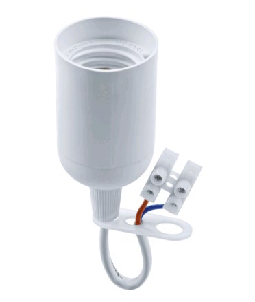 Патрон Е27 Пластик подвесной Белый С проводом и клемной колодкой IP20 Navigator