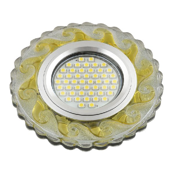 Светильник Точечный ДекорСтекло MR16+LED GU5.3 Прозр-светло-желт. D95х20мм Luciole L139 Fametto