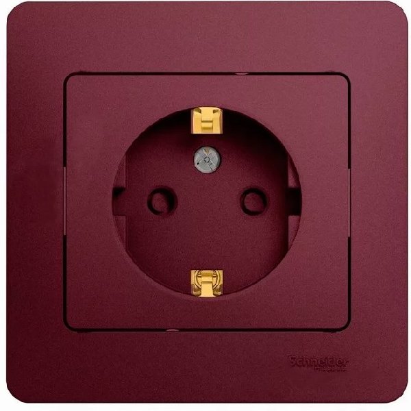 Розетка Встраив Одинарная c Заземлением+Шторки Баклажановый IP20   GLOSSA Schneider Electric