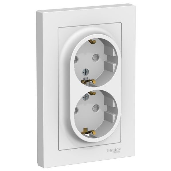 Розетка Встраив Двойная с Заземлением+Шторки Белый IP20 16А 250В ATLASDESIGN Schneider Electric