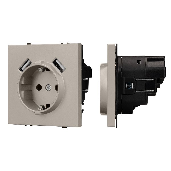 Механизм розетки с USB зарядкой SCT-NOBE-MUAA-SFPL-CA (230V, 16A) (Arlight, Кашемир)