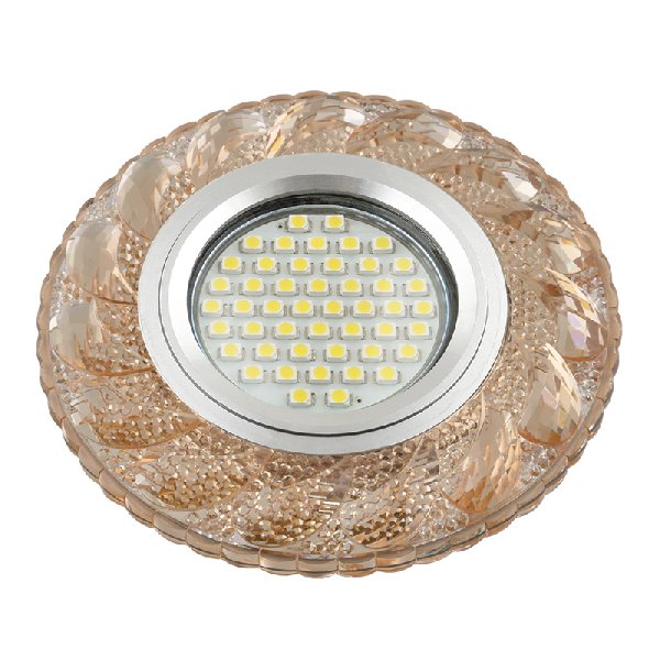 Светильник Точечный ДекорСтекло MR16+LED GU5.3 прозрачный и чайный D95х20мм Luciole L147 Fametto