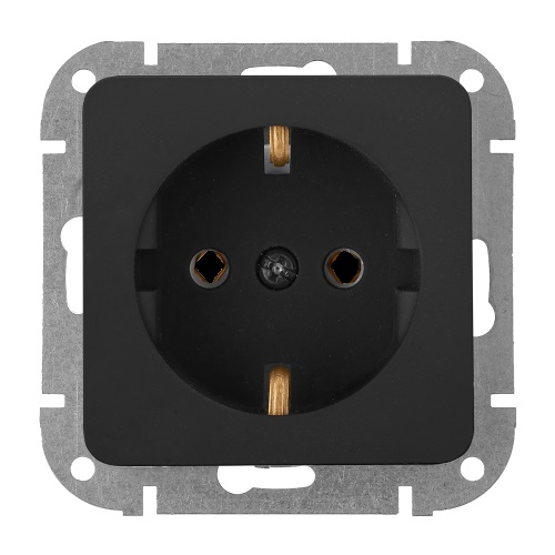 Розетка В Рамку  Одинарная С Заземлением+Шторки Карбон IP40 16А 250В ASTRUM  Bylectrica