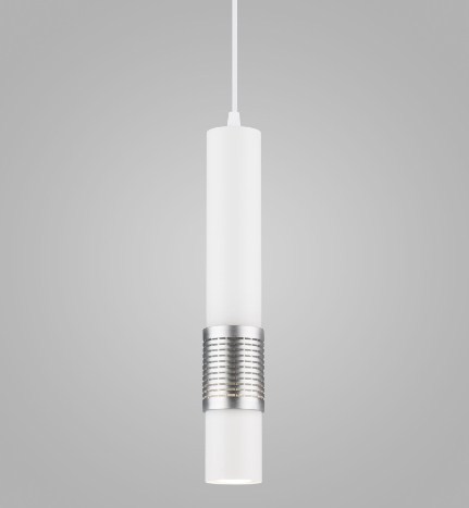 Светильник Подвесной Цилиндр MR16+LED4200K 1х50Вт GU10 Белый-Серебро D55х350мм IP20 DLN001 ES