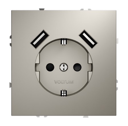 Розетка с USB A+A Кашемир  VOLTUM
