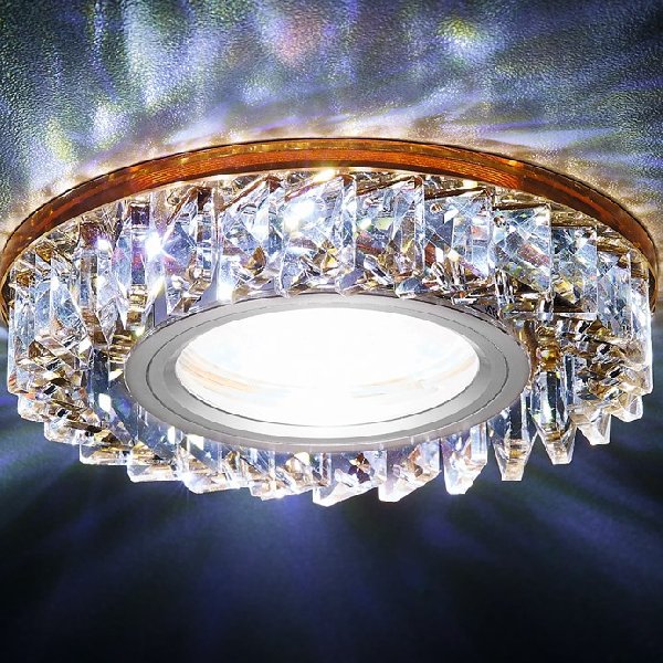 Светильник Точечный ДекорСтекло MR16+LED 1х50Вт GU5.3  Хром-Коричневый D100х20мм S255 Ambrella