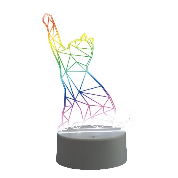 Светильник Фигура 3D Кошка LED RGB 3хААА D135х80х255мм Uniel