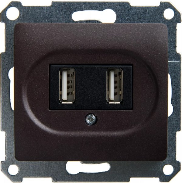 Розетка В Рамку Одинарная USBх2 Шоколад IP20   GLOSSA Schneider Electric