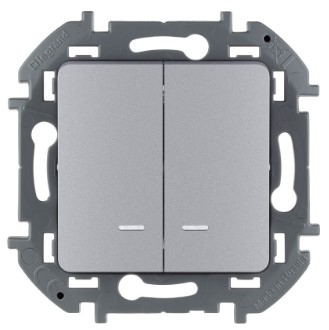Выключатель В Рамку Двухклавишный С Подсветкой Алюминий IP20 10А 250В  INSPIRIA Legrand