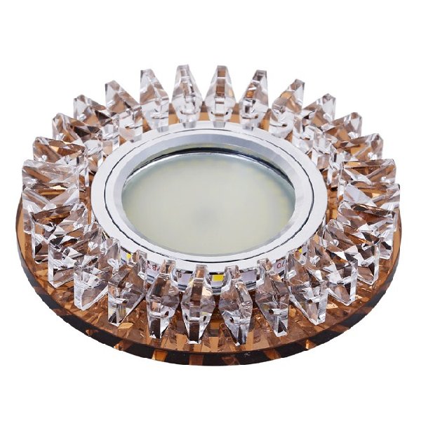 Светильник Точечный ДекорСтекло MR16+LED 1х50Вт GU5.3  Коричневый D95х25мм  IP20 D1012L LBT