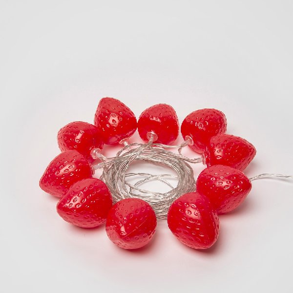 Гирлянда LED 2хАА IP20 Клубника 4м 10 Красный свет провод Прозрач.  Uniel