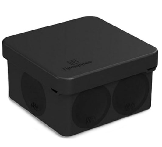 Коробка распределительная для прямого монтажа двухкомпонентная (HF) черная 70х70х40мм Промрукав