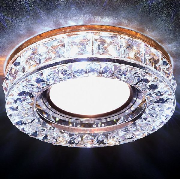 Светильник Точечный ДекорСтекло MR16+LED 1х50Вт GU5.3  Хром-Коричневый D95х25мм S241 IP20 Ambrella