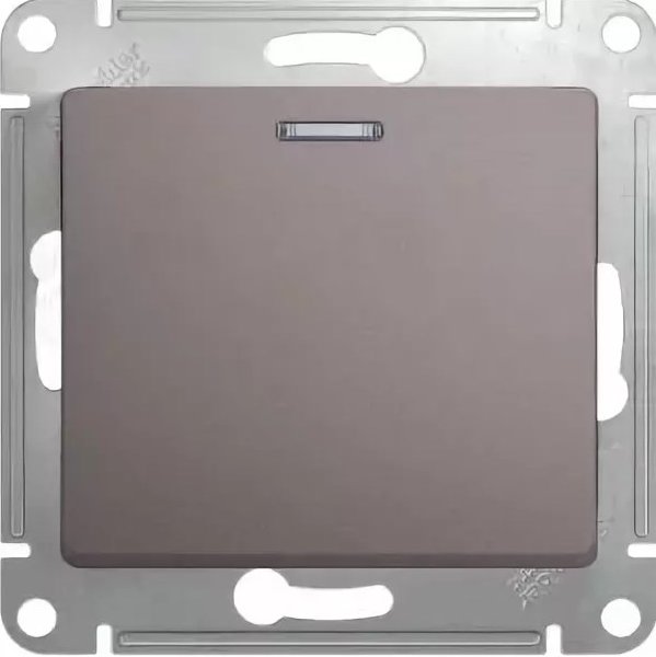 Переключатель В Рамку Одноклавишный С Подсветкой Платина IP20 10А 250В GLOSSA SE
