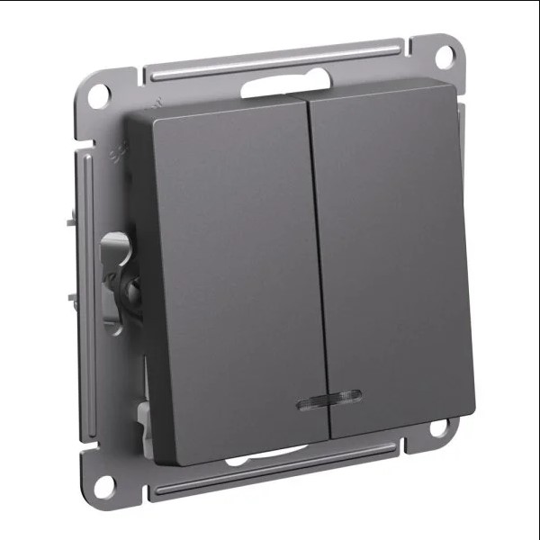 Выключатель В Рамку Двухклавишный С Подсветкой Базальт IP20 10А 250В ATLASDESIGN SE