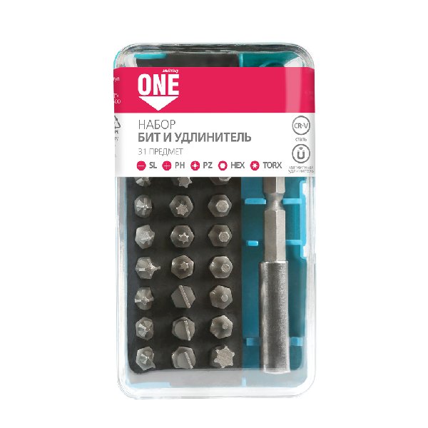 Набор бит SL, PH, PZ, HEX, TORX CR-V One Tools Smartbuy