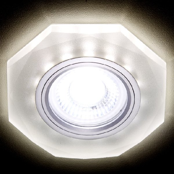 Светильник Точечный ДекорСтекло MR16+LED 1х50Вт GU5.3  Хром-Матовый D100х25мм S213 IP20 Ambrella