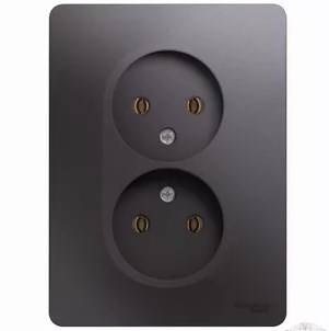 Розетка Встраив Двойная Без Заземления Графит IP20   GLOSSA Schneider Electric