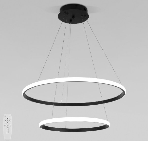Светильник Подвесной LED 92Вт 3300-6500К Пульт ДУ 7000Лм Черный D600х900мм Collars Eurosvet