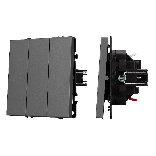 Механизм выключателя трехклавишный непроходной SWT-NOBE-MK03-SFPL-GR (230V, 10A) (Arlight, Серый баз
