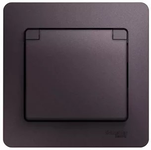 Розетка Встраив Одинарная c Заземлением+Шторки+Крышка Сиреневый Туман IP20   GLOSSA Schneider Electr