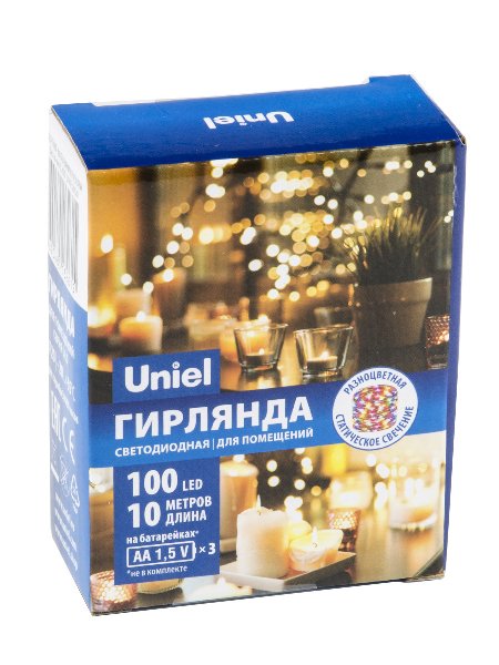 Гирлянда LED 3хАА IP20 Роса 10м Мульти 100 провод Медный DEW  Uniel