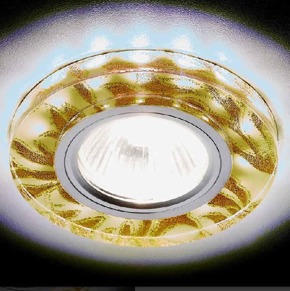 Светильник Точечный ДекорСтекло MR16+LED 1х50Вт GU5.3  Белый-Золото D90x20мм IP20 S232 Ambrella