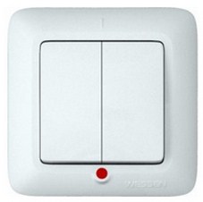 Выключатель Встраив Двухклавишный С Подсветкой Белый IP 20 6А 250В ПРИМА SE