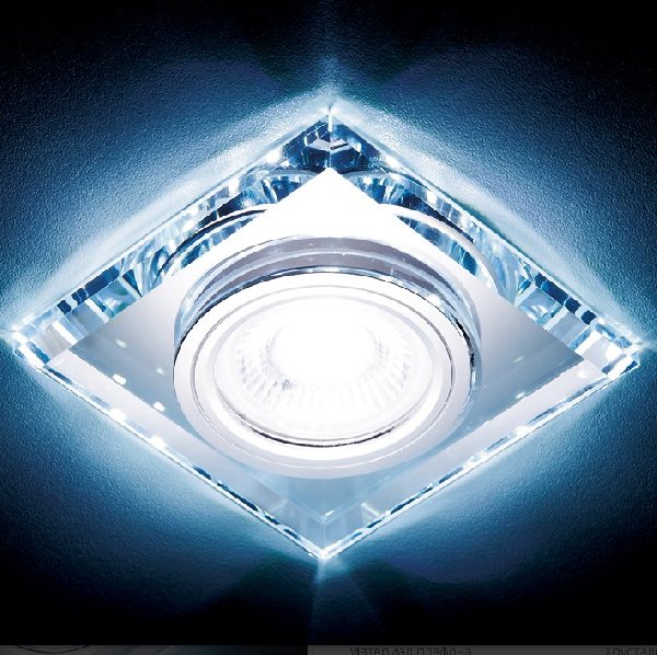 Светильник Точечный ДекорСтекло MR16+LED 1х50Вт GU5.3  Хром-Прозрачный 90х90x20мм IP20 S215 Ambrella