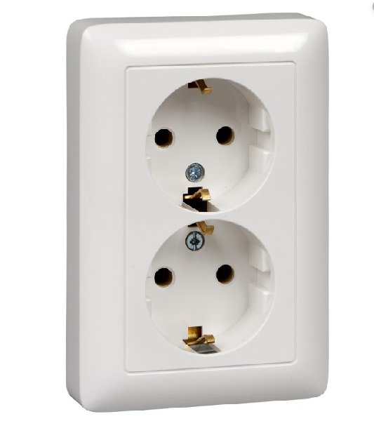 Розетка двойная скрытая белая с заземлением без шторок 16А 250В Хит Schneider Electric