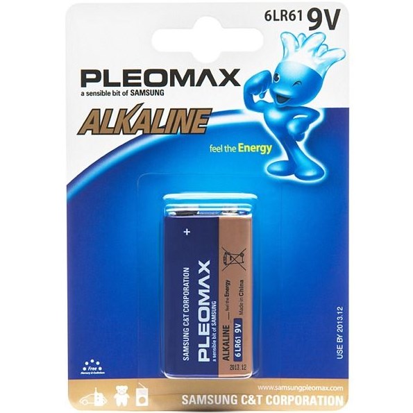 Элемент питания 6F22 (крона) Солевой 9В BL1 SAMSUNG PLEOMAX