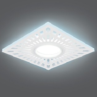 Светильник Точечный ДекорСтекло MR16+LED4000К 1х50Вт GU5.3 Белый 120х120х25мм IP20 BL128 Gauss