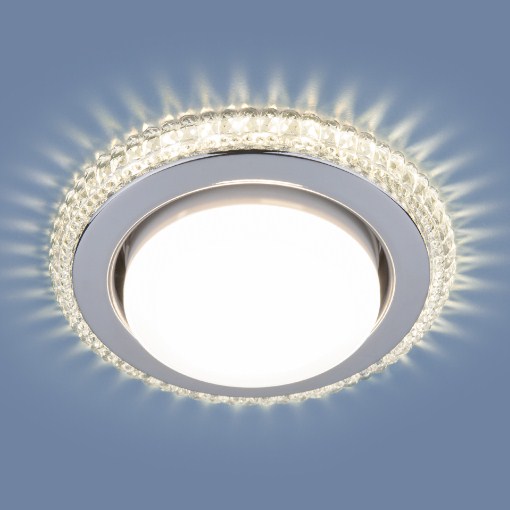 Светильник Точечный ДекорСтекло GX53+LED Прозрачный+Хром D120х10мм  IP20 3031 ES