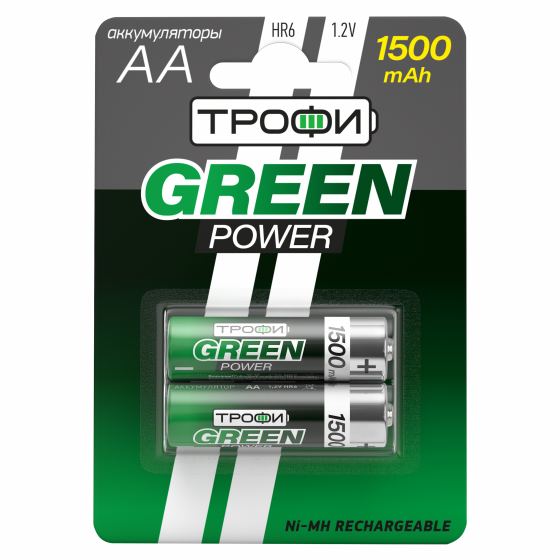Элемент питания HR6 (АА) Аккумулятор 1,2В 1500мА/ч GREEN POWER Трофи