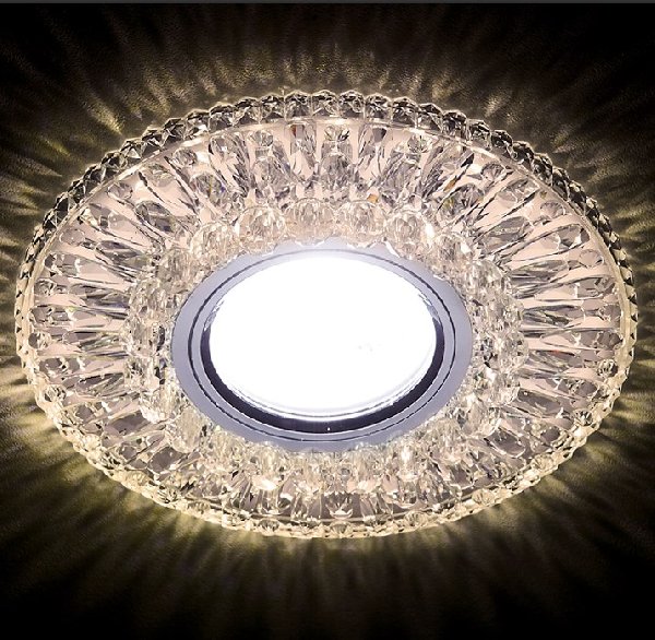 Светильник Точечный ДекорСтекло MR16+LED 1х50Вт GU5.3 Хром-Прозрачный D125x25мм S380 WW Ambrella