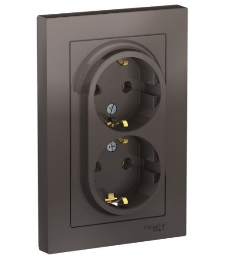 Розетка Встраив Двойная С Заземлением Мокко IP20 16А 250В ATLASDESIGN Schneider Electric