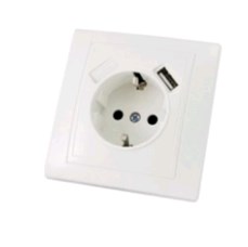 Розетка 2П+З с защ. шт. 16А 250В + USB порт 2,1А 5В белая "Таймыр" TDM