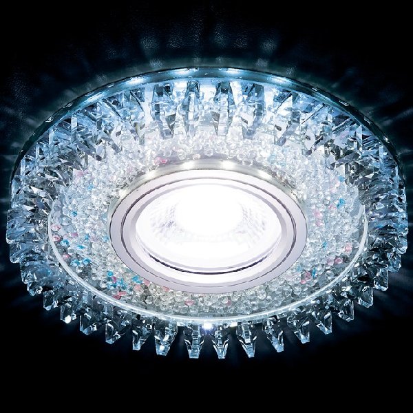 Светильник Точечный ДекорСтекло MR16+LED 1х50Вт GU5.3 Хром-Прозрачный D120x20мм S389 Ambrella