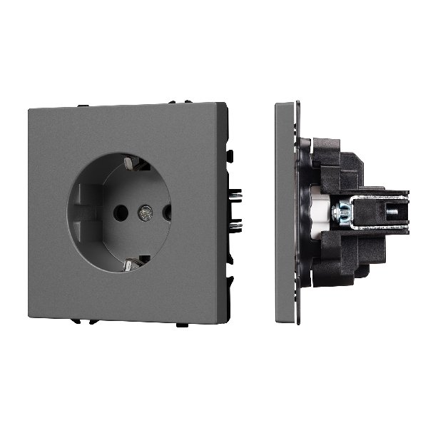 Механизм электрической розетки SCT-NOBE-MEU1-SFPL-GR (230V, 16A) (Arlight, Серый базальт)