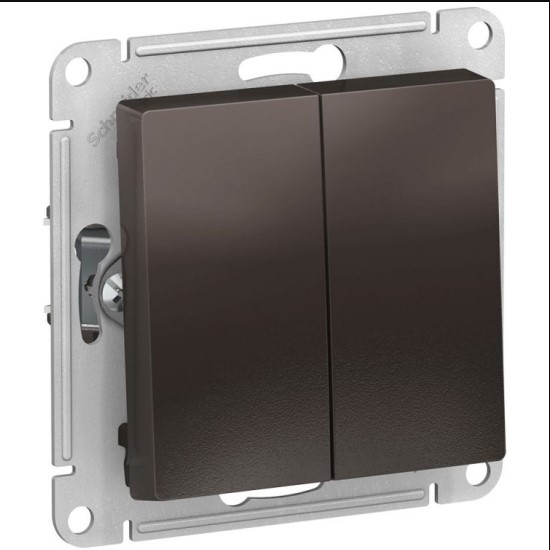 Переключатель В Рамку Двухклавишный Без Подсветки Мокко IP20 10А 250В ATLASDESIGN SE