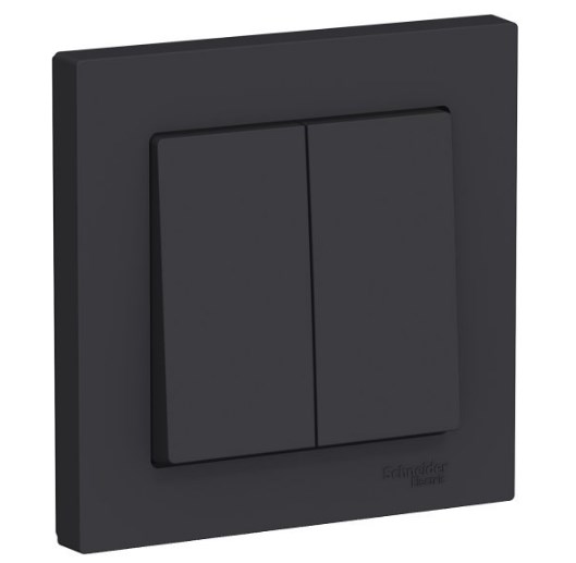 Выключатель Встраив Двухклавишный Без Подсветки Карбон IP20 10А 250В ATLASDESIGN SE