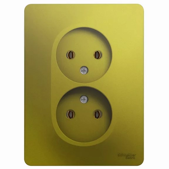 Розетка Встраив Двойная Без Заземления Фисташковый IP20   GLOSSA Schneider Electric