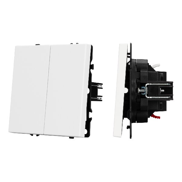 Механизм выключателя двухклавишный проходной SWT-NOBE-MKP2-SFPL-WH (230V, 10A) (Arlight, Белый кварц