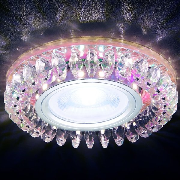 Светильник Точечный ДекорСтекло MR16+LED 1х50Вт GU5.3  Хром-Перламутр D90х10мм S220 IP20 Ambrella