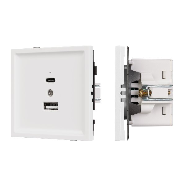 Механизм USB розетки SCT-TENDO-MUAC-SFPL-WH (5V, 3A, QC3) (Arlight, Матовый белый)