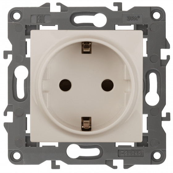 Розетка В Рамку  Одинарная С Заземлением Слоновая Кость IP20 16А 250В Elegance Эра