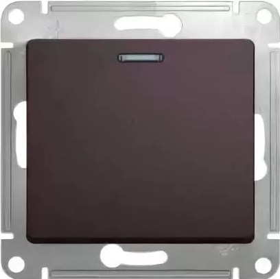 Выключатель В Рамку Одноклавишный С Подсветкой Графит IP20 10А 250В GLOSSA SE